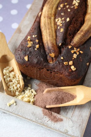  Pan de plátano de chocolate vegano con almendras picadas - Azúcar - Delicia gratis