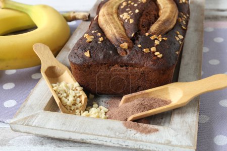  Pan de plátano de chocolate vegano con almendras picadas - Azúcar - Delicia gratis