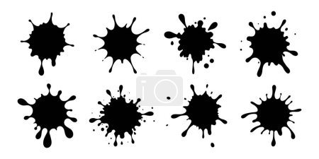 Set of Black blots. Grunge Design Elements. Brush Strokes. Vector illustration.