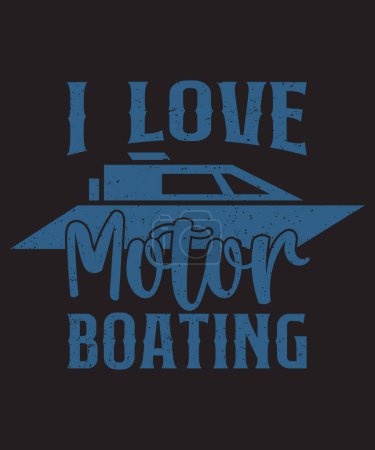 I Love Motor Boating typographie design avec effet grunge