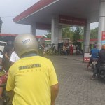 Kediri, Indonesia-April 3rd 2024: The situation in gas station when the riders queque to get gasoline.