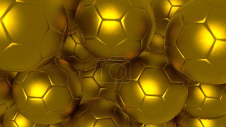 Photo for Textura de balones de futbol soccer amontonados, color dorado. - Royalty Free Image
