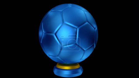 Photo for Baln de futbol soccer. Trofeo color azul metalico - Royalty Free Image