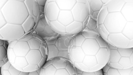 Photo for Textura de balones de futbol soccer amontonados, color blanco. - Royalty Free Image