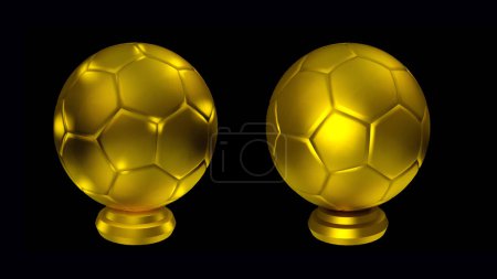 Photo for Balones de futbol soccer dorado. Trofeos. - Royalty Free Image