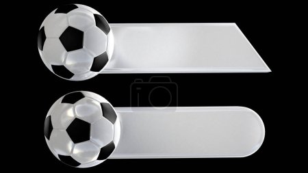 Photo for Sports plecas with soccer ball, silver, white. 3D templates to write soccer-related texts. - Royalty Free Image