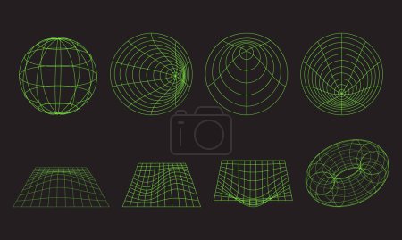 Collection of wireframe graphic elements different shapes