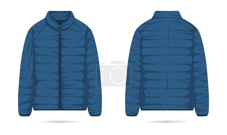 Ilustración de Una maqueta de chaqueta caliente. Plantilla de chaqueta hinchable vista frontal y trasera - Imagen libre de derechos