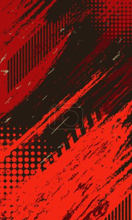 Abstract background texture with red grunge brush strokes. Racing style jersey fabric template
