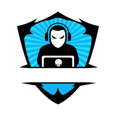 Hacker badge logo. Hacker mascot logo