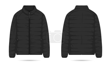 Illustration for Warm jacket mockup. Puffer jacket template front and back view - Royalty Free Image