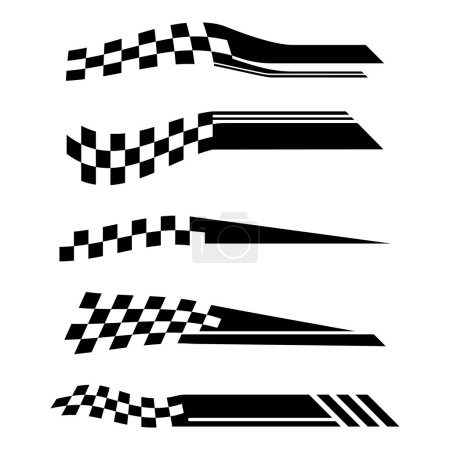 Collection of racing style checkered flag car wrap decals