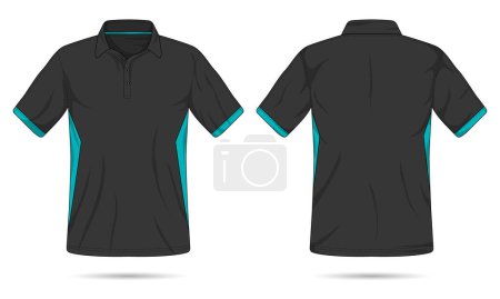 Modern black polo shirt template front and back view