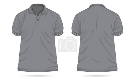 Graue lässige Poloshirt-Vorlage Vorder- und Rückseite