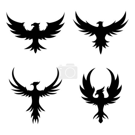 Illustration for Collection of eagle and phoenix silhouette logos - Royalty Free Image