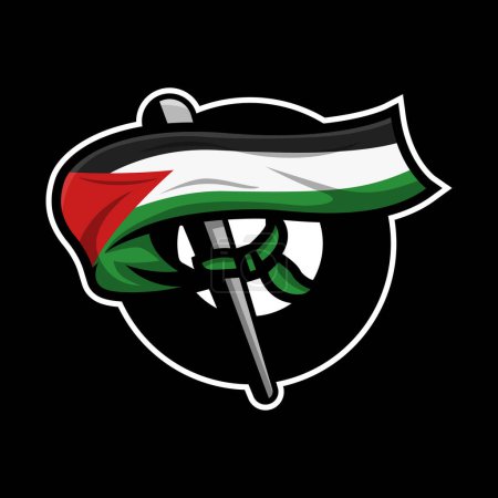 Logo de la insignia de la bandera de Palestina, ilustración vectorial