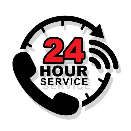 Illustration for 24 hour service symbol illustration - Royalty Free Image