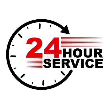 Illustration for 24 hour service business logo illustration isolated white background - Royalty Free Image