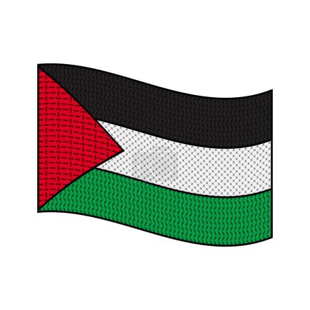Illustration of Palestine Flag with keffiyeh texture pattern