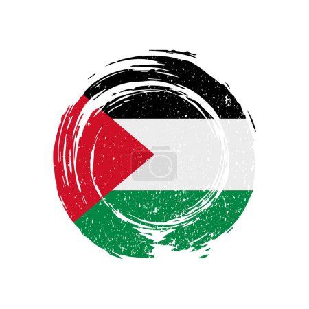 Drapeau palestinien logo cercle style grunge