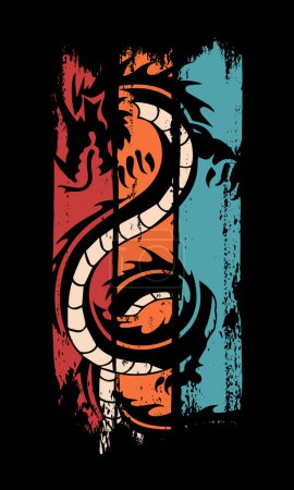 Abstract silhouette of flying dragon grunge brush stroke suitable for t-shirt design