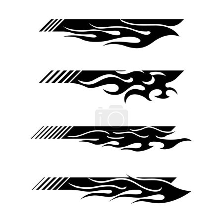 Collection of burning fire stickers for car wraps