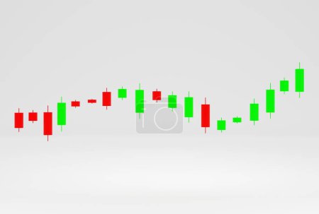 Photo for 3d render, 3d candlestick graph chart on white background, Business concept. - Royalty Free Image