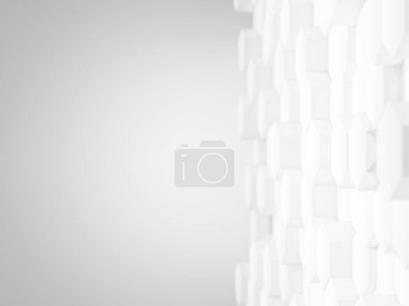 Foto de 3D renderizado, color blanco de la forma del polígono sobre fondo de color blanco, fondo de color blanco, fondo abstracto, fondo 3d. - Imagen libre de derechos