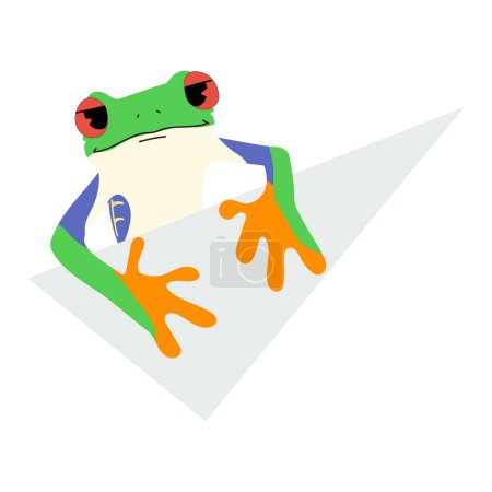 red-eyed tree frog single cute and paper 4 ,vector illustration