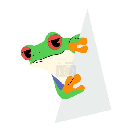 Illustration for Red-eyed tree frog single cute and paper 2 ,vector illustration - Royalty Free Image