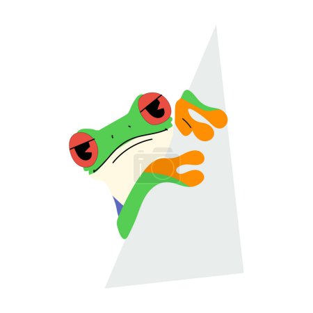 grenouille à yeux rouges simple mignon et papier 1, illustration vectorielle