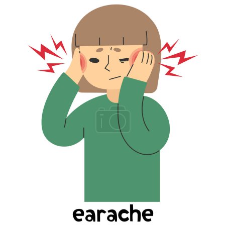 Ohrenschmerzen 5 niedlich auf weißem Hintergrund, Vektorillustration