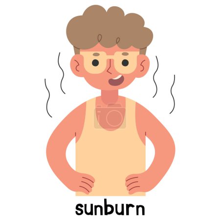 Sunburn 1 cute on a white background, vector illustration.
