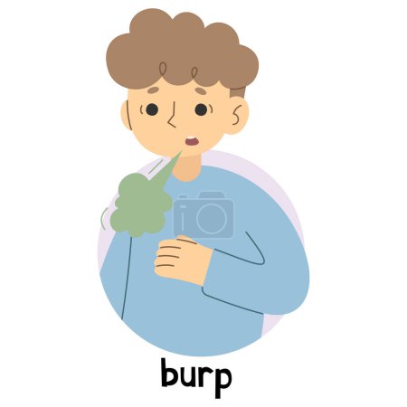 Illustration for Burp 3 cute on a white background, vector illustration. - Royalty Free Image