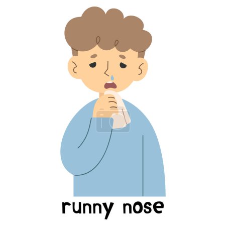 Runny nose 1 cute on a white background, vector illustration.