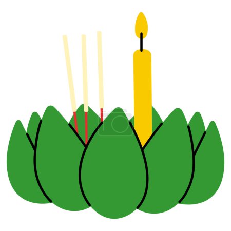 Illustration for Loy kratong festival thailand cute on a white background, vector illustration. - Royalty Free Image
