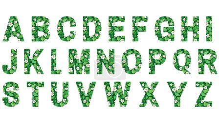 Alphabet letters with leaf motif