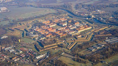 Aerial view of Terezin, a fortified town with a history as a WWII concentration camp
