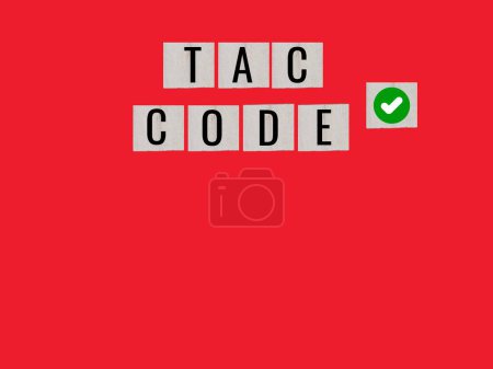 Photo for Wooden blocks Enclose the letters with a square shape and add text inside. The Transaction Authorisation Code (TAC) is a security feature that is used to enhance the security of a system. It is represented by a red backdrop. - Royalty Free Image