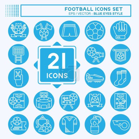 Icon Set Football. related to Sports symbol. blue eyes style. simple design illustration