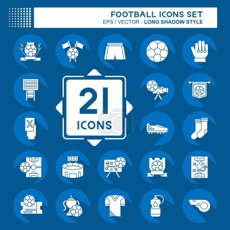 Icon Set Football. related to Sports symbol. long shadow style. simple design illustration