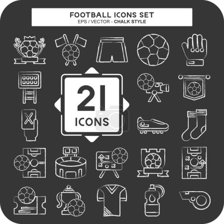 Icon Set Fußball vorhanden. mit Sport-Symbol verwandt. Kreide-Stil. einfache Design-Illustration