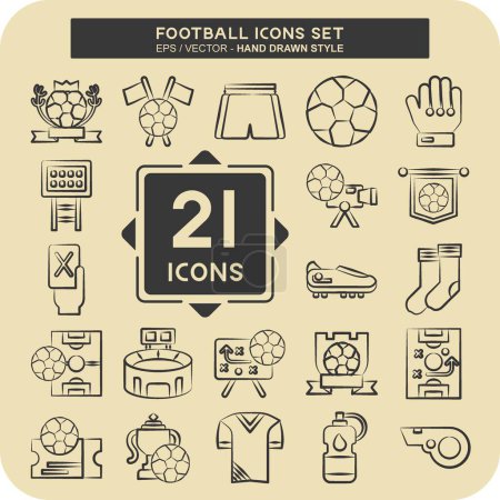 Icon Set Football. related to Sports symbol. hand drawn style. simple design illustration