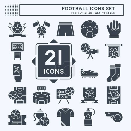Icon Set Football. related to Sports symbol. glyph style. simple design illustration