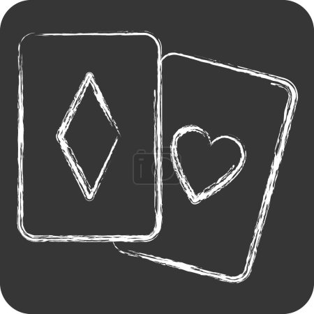 Icon Palying Card. im Zusammenhang mit dem Online Game Symbol. Kreide-Stil. einfache Design-Illustration