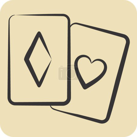 Icon Palying Card. im Zusammenhang mit dem Online Game Symbol. handgezeichneten Stil. einfache Design-Illustration