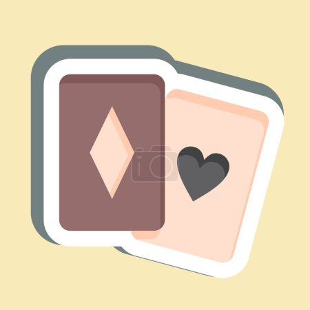 Aufkleber Palying Card vorhanden. im Zusammenhang mit dem Online Game Symbol. einfache Design-Illustration