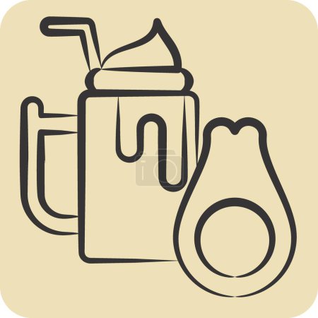 Ikone Avocado. im Zusammenhang mit dem Symbol Gesunde Ernährung. handgezeichneten Stil. einfache Design-Illustration