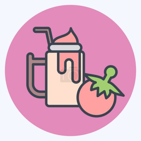 Symboltomate. im Zusammenhang mit dem Symbol Gesunde Ernährung. Farbe Mate-Stil. einfache Design-Illustration