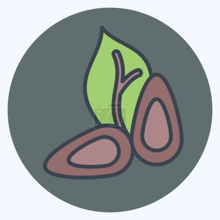 Ikone Mandel. im Zusammenhang mit dem Symbol Gesunde Ernährung. Farbe Mate-Stil. einfache Design-Illustration